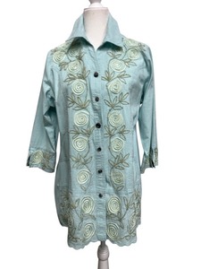 lot 74 image: Parsley & Sage Womens Light Blue Embroidered Blouse Size L