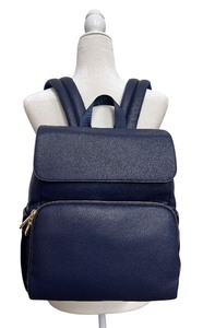 lot 81 image: Like New Navy Vegan Leather Backpack with Gold Accents by Citi Collective