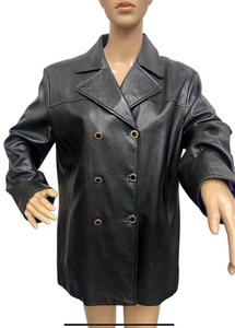 lot 64 image: St. John Leather Double-Breasted Womens Jacket Size L