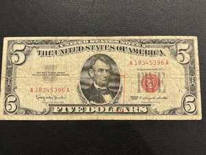 lot 71 image: 1963 Red Seal $5 Dollar Note