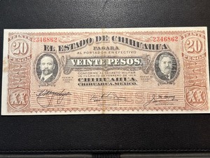lot 9 image: 1915 Viente (20) Pesos Banknote