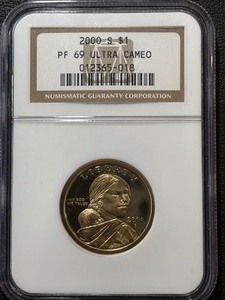 lot 15 image: 2000-S Sacagawea Dollar Proof NGC PF69 Ultra Cameo
