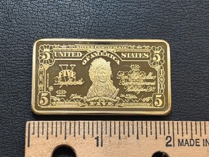 lot 25 image: Gold Layered $5 Dollar Silver Certificate