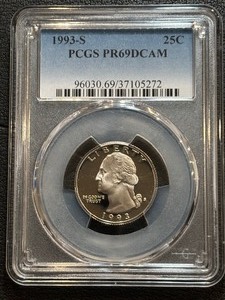 lot 28 image: 1993-S Washington Quarter Proof PCGS PR69 Deep Cameo