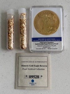 lot 194 image: Gold Layered Medallion and Gold Flake Tubes