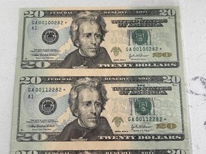 Uncut Sheet of 2004 A $20 Dollar Star Notes