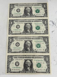 lot 175 image: 2003 A Uncut Sheet of $1 Dollar Bills