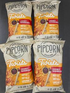 lot 3 image: FL 2 - 4 Bags of Pipcorn Twists Honey Barbeque Snacks