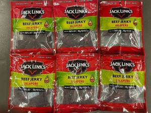 lot 41 image: Set of 6 Jack Links Beef Jerky Jalapeo Packs