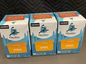 lot 136 image: 3 Boxes of Caribou Coffee Daybreak Light Roast K-Cup Pods