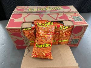 lot 345 image: Box of 24 Diana Products Corn Curls Churritos Snack Packs