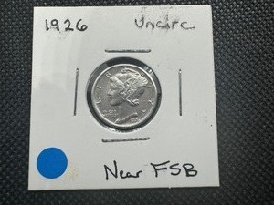 lot 11 image: 1926 Uncirculated Mercury Dime, Near FSB