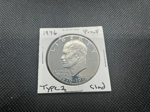 lot 20 image: 1976 S Proof TY2 Clad Ike Dollar, Pulled from Set