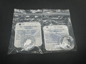 lot 41 image: 1992 (2) Proof Canadian Silver Commemorative Quarters wCOAs, Uncirculated - Sterling Silver, Manitoba, New Foundland