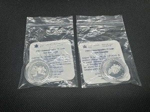 lot 42 image: 1992 (2) Proof Canadian Silver Commemorative Quarters wCOAs, Uncirculated - Sterling Silver, British Colombia, New Brunswick