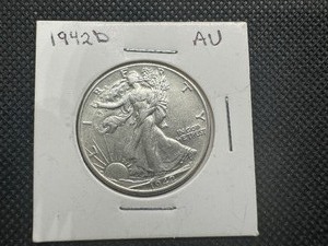 lot 53 image: 1942 D High Grad Walking Liberty Half, AU or Better