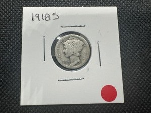 lot 57 image: 1918 S Semi Key Date Mercury Dime