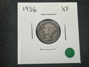 lot 74 image: 1936 XF Mercury Dime, XFR or Better