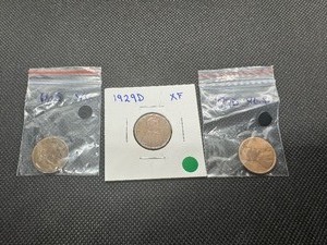 lot 93 image: (3) Lincoln Pennies, VG 1916S, VG 1927D, SF 1929D