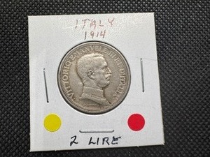 lot 131 image: 1914 Silver Italy 2 Lire