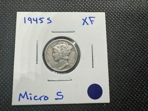lot 108 image: 1945 S XF Mercury Dime Micro S