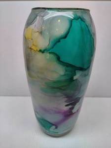 lot 41 image: Watercolor Swirl Glass Vase