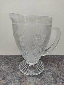 lot 43 image: Jeanette Clear Glass Iris & Herringbone Pitcher