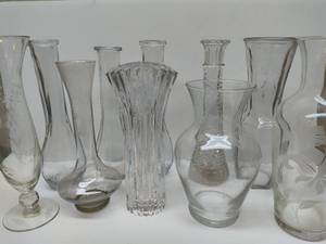 lot 64 image: Assortment of Ten GlassCrystal Vases