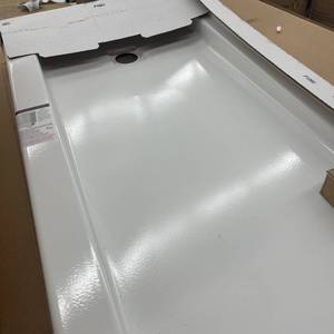 lot 105 image: Bootz Industries ShowerCast 60 in. x 30 in. Single Threshold Shower Pan AND NexTile 30 in. D x 60 in. W x 74 in. H Shower Wall Kit in White