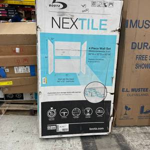 lot 120 image: Bootz Nextile 30 in. x 60 in. x 60 in. 4-Piece Direct-to-Stud Alcove Tub Surround in White