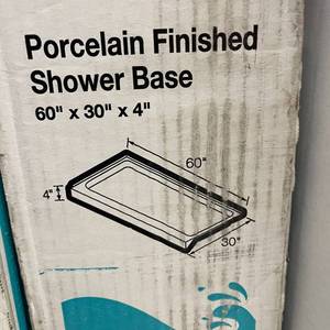 lot 123 image: Bootz ShowerCast 60 in. x 30 in.  Shower Pan in White Right Drain
