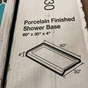 lot 124 image: Bootz ShowerCast 60 in. x 30 in. Shower Pan in White Right Drain