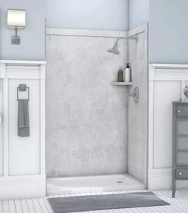lot 126 image: FlexStone 48 in. W x 80 in. H x 36 in. D Easy Up Adhesive Alcove Shower Wall Surround in Tundra