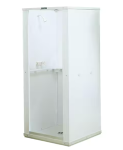 lot 128 image: Durastall 32 in. x 32 in. x 75 in. Shower Stall with Standard Base in White