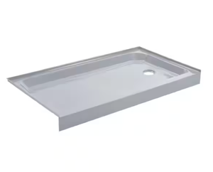 lot 134 image: Swiss Madison Voltaire 60 in. L x 32 in. W Alcove Shower Pan Base with Right-Hand Drain in Grey
