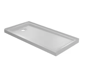 lot 138 image: 60 in. L x 32 in. W Single Threshold Alcove Shower Pan with Left Drain in White