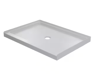 60 in. L x 36 in. W Alcove Shower Pan Base with Center Drain in White CRAFT + MAIN