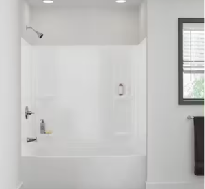 lot 146 image: Pro-Series 60 in. W x 57 in. H Glue Up Bathtub Surrounds in High Gloss White