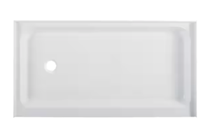 lot 147 image: Swiss Madison Voltaire 60 in. x 34 in. Acrylic Left Side Drain Shower Base in White