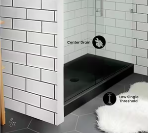 lot 148 image: Swiss Madison Voltaire 48 in. x 32 in. Acrylic Black Center Drain Shower Base