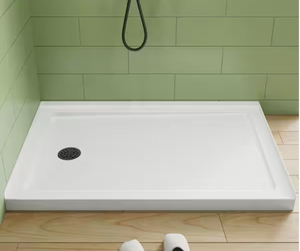 lot 150 image: 48 in. L x 32 in. W Alcove Shower Pan Base with Left Drain