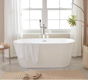 Vanity Art Bordeaux 59 in. x 29.5 in. Soaking Bathtub with Center Drain in White/Polished Chrome