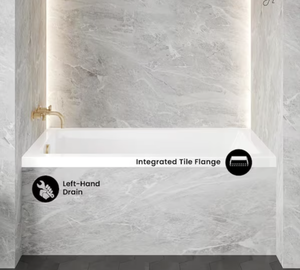 lot 176 image: Swiss Madison Voltaire 54 in. x 30 in. Acrylic Left Drain Rectangular Alcove Bathtub in White