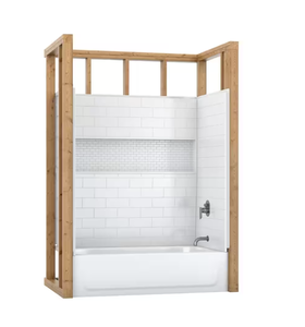 lot 181 image: Bootz Industries Nextile 30 in. x 60 in. x 60 in. 4-Piece Direct-to-Stud Alcove Tub Surround in White