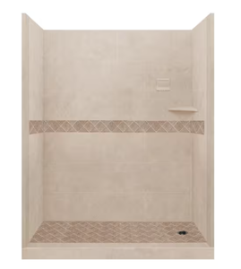 lot 119 image: American Bath Factory 60 in. x 36 in. x 80 in. Right Drain Alcove Shower Pan and Walls in Brown Sugar