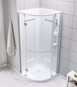 lot 193 image: Glacier Bay GBSH127 2-piece Direct-to-Stud Corner Shower Wall Set 31.69 in. x 76.40 in. White