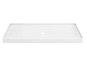 lot 195 image: Delta Classic 500 60 in. L x 30 in. W Alcove Shower Pan Base with Center Drain in High Gloss White
