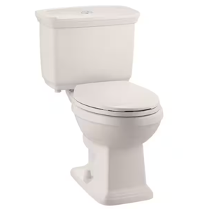 lot 201 image: Glacier Bay Newcastle 12 in. Rough In Two-Piece 1.0 GPF1.28 GPF Dual Flush Elongated Toilet in Biscuit Seat Included