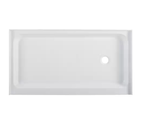 lot 209 image: Swiss Madison Voltaire 60 in. x 34 in. Acrylic Right Side Drain Shower Base in White Porcelain