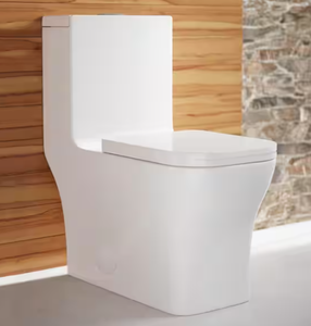 lot 212 image: Swiss Madison Concorde 14 INCH ROUGH IN 1-piece Square Toilet in Glossy White Seat Included 1.11.6 GPF Dual Flush